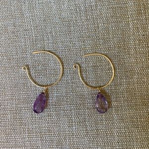 NATURAL  gems 14 Kt gold-filled earrings with natural amethyst